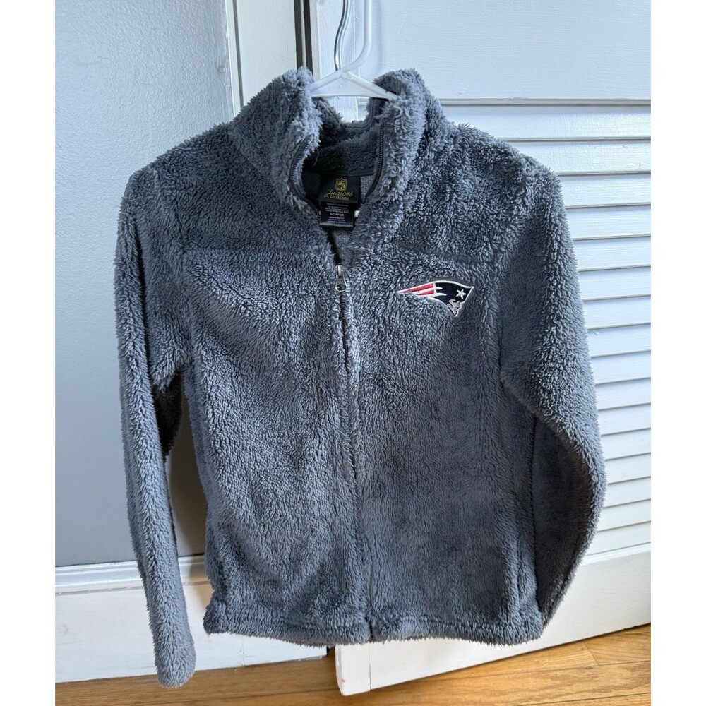 NFL New England Patriots Junior’s Collection S Gray Full-zip Fleece Jacket soft